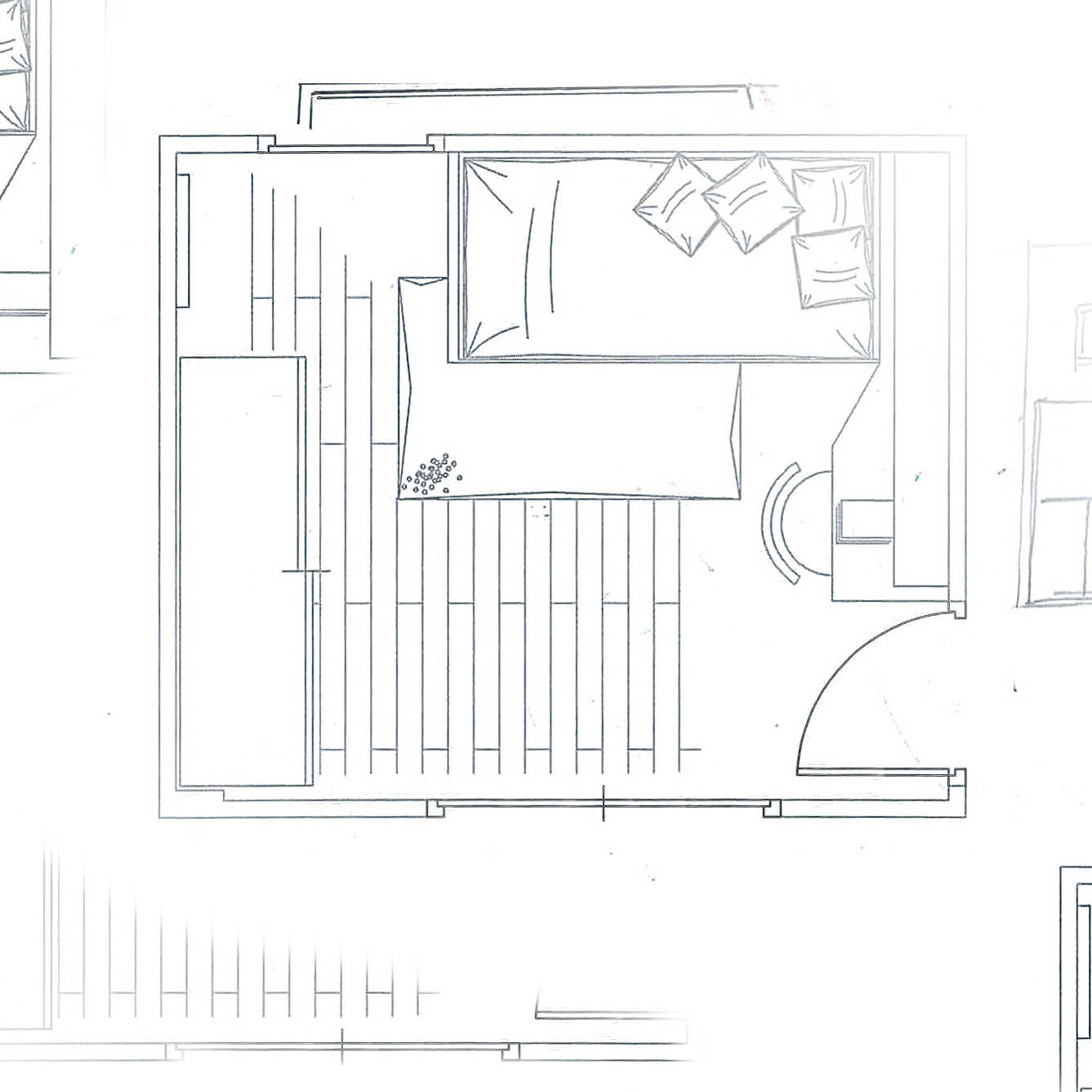 Proyecto de dormitorio vista desde planta